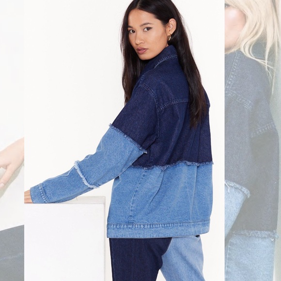 Nasty Gal two toned distressed jean jacket - Picture 4 of 4